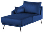 Right Hand Velvet Corner Sofa LED Navy Blue VARDE