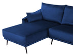Right Hand Velvet Corner Sofa LED Navy Blue VARDE