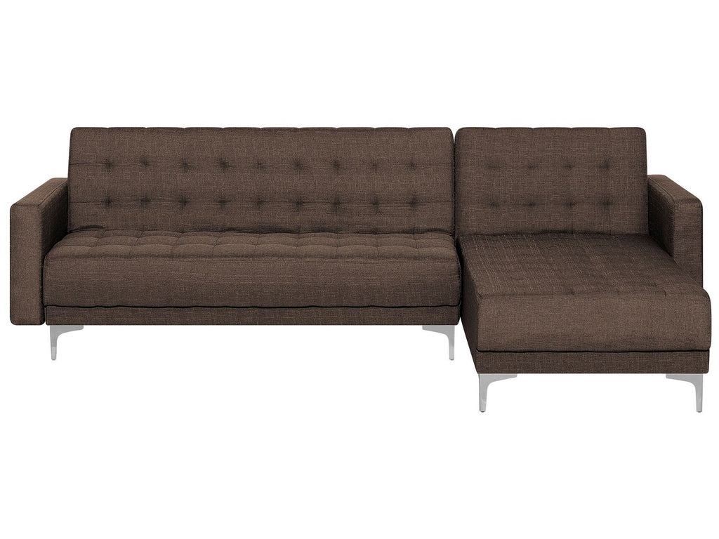 Modular Corner Sofa Bed ABERDEEN Fabric Dark Brown 4 Seater Left Hand
