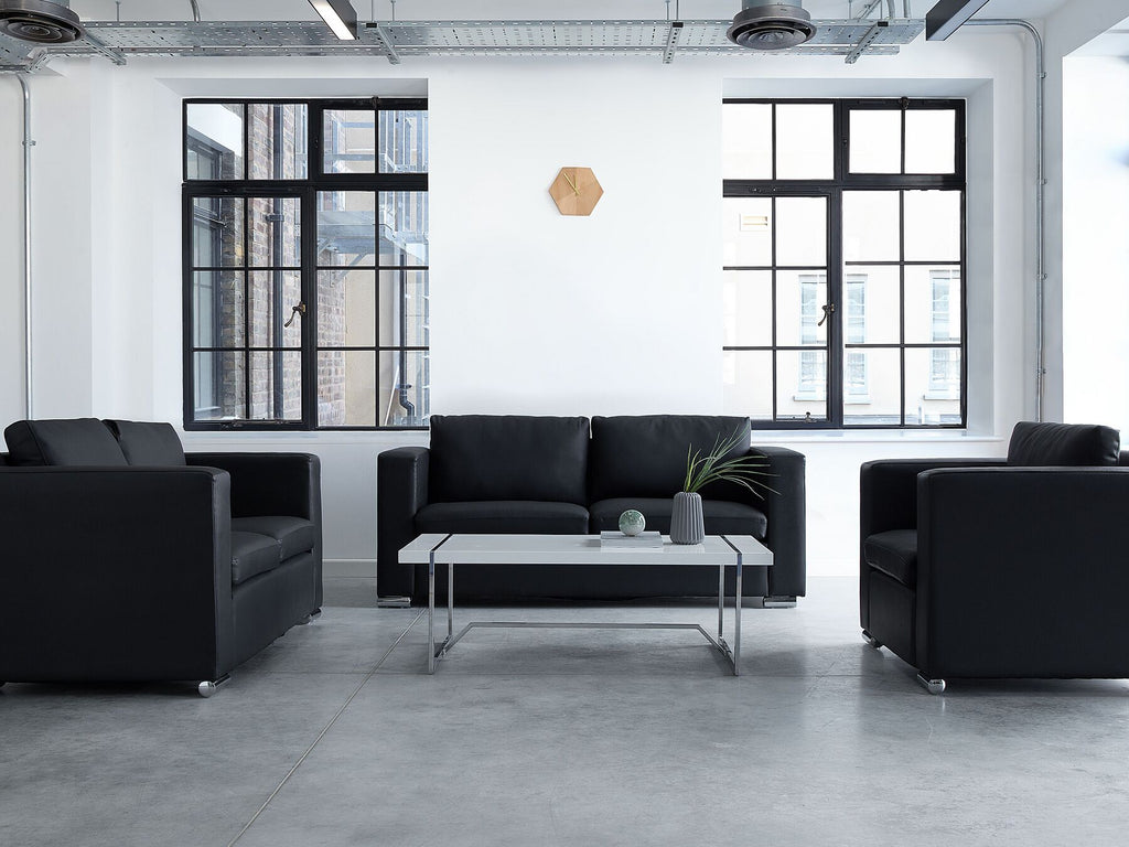 3 Seater Leather Sofa Black HELSINKI