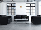 3 Seater Leather Sofa Black HELSINKI