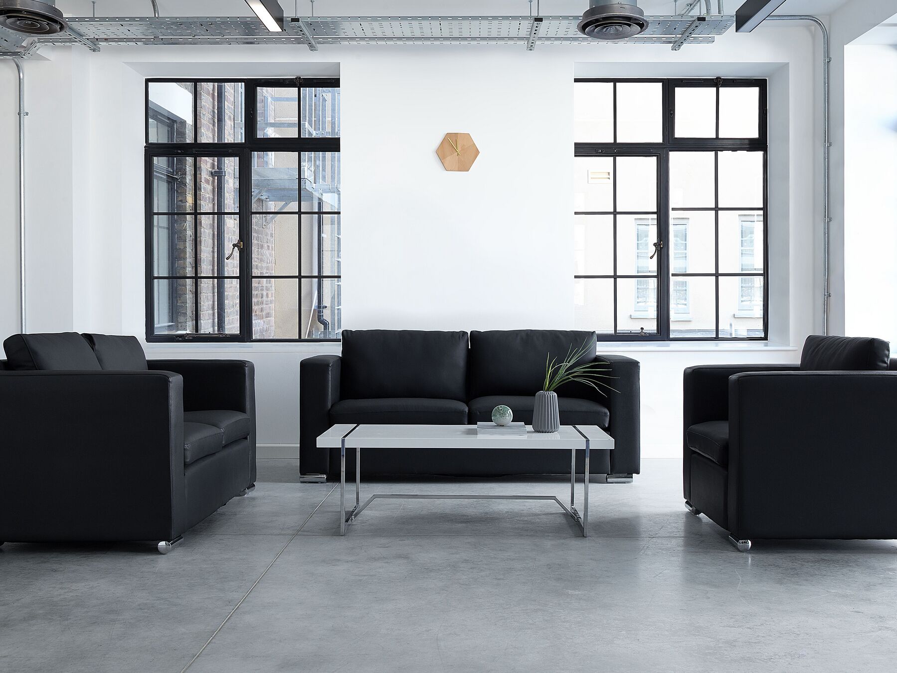 3 Seater Leather Sofa Black HELSINKI
