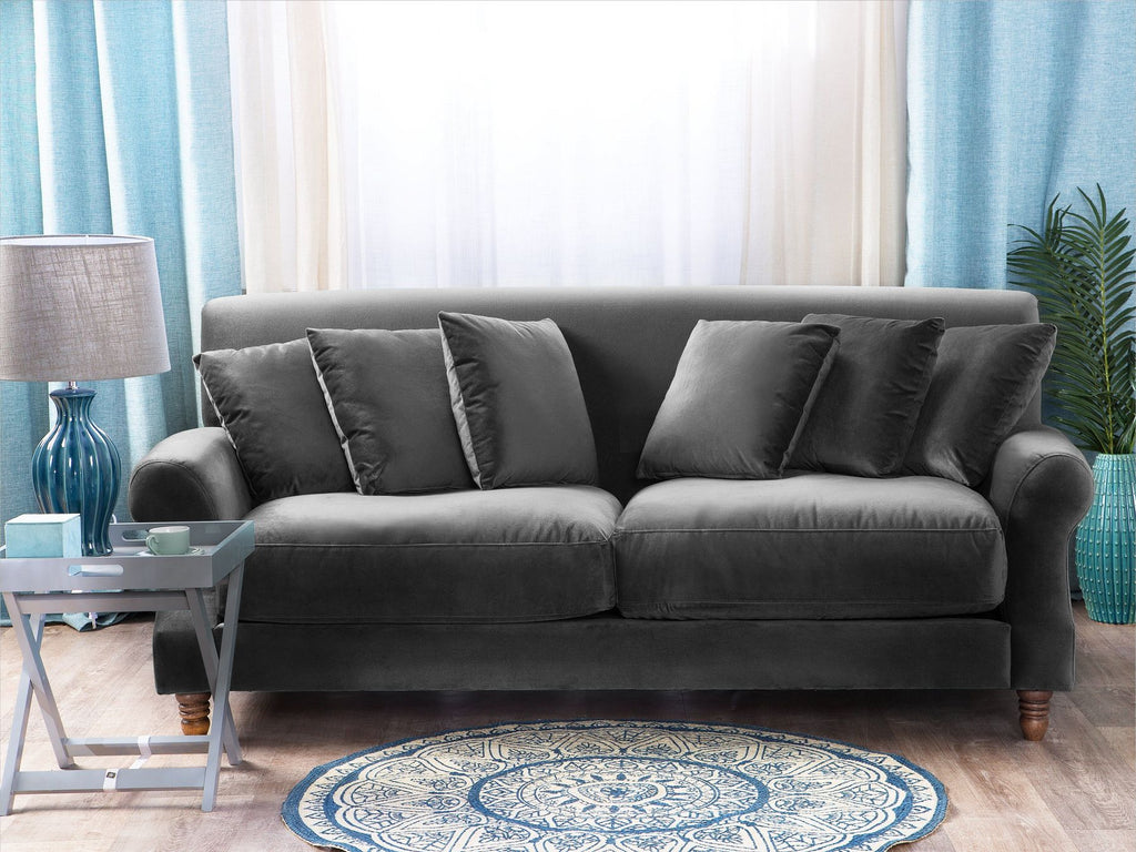 2 Seater Velvet Sofa Grey EIKE