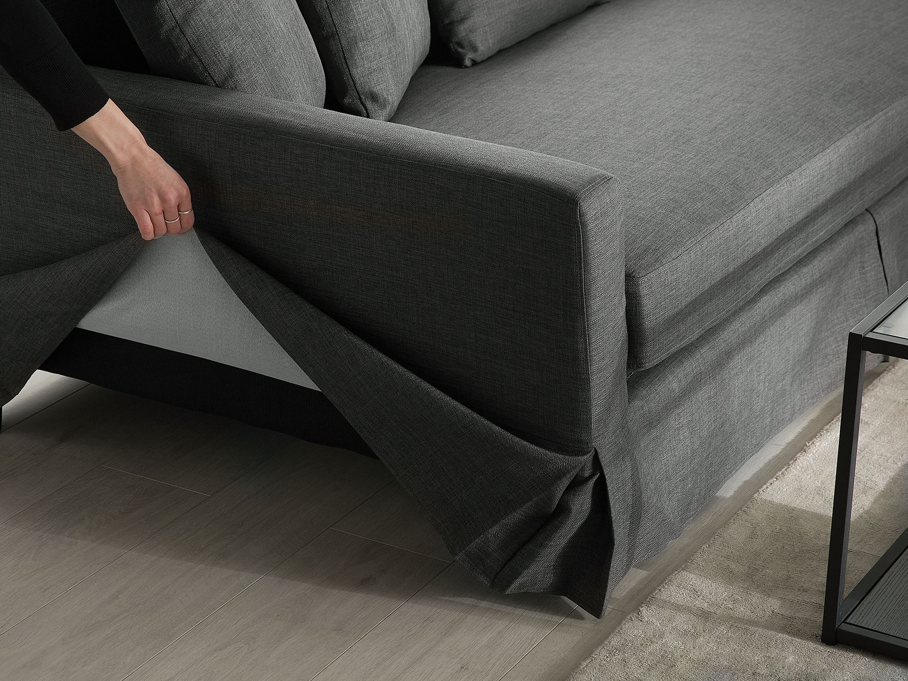 3 Seater Fabric Sofa Dark Grey GILJA