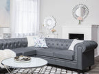 Corner Sofa CHESTERFIELD Fabric Grey 6 Seater Left Hand