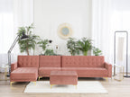 Modular Corner Sofa Bed ABERDEEN Velvet Pink with Ottoman 5 Seater Right Hand