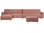 Modular Corner Sofa Bed ABERDEEN Velvet Pink with Ottoman 5 Seater Right Hand