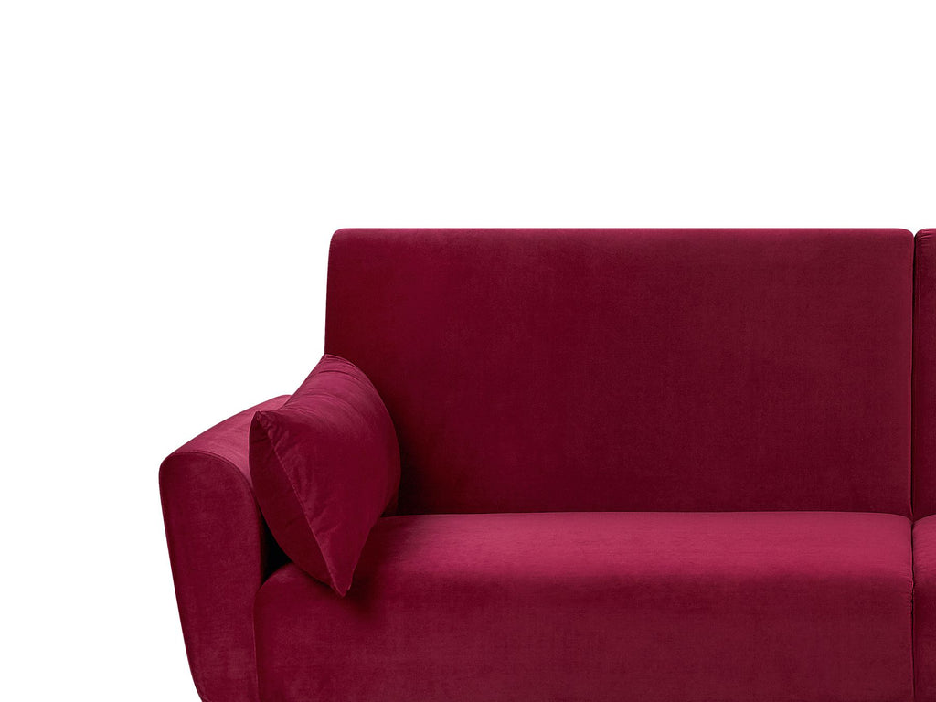 Sofa Bed EINA Velvet Burgundy 3 Seater