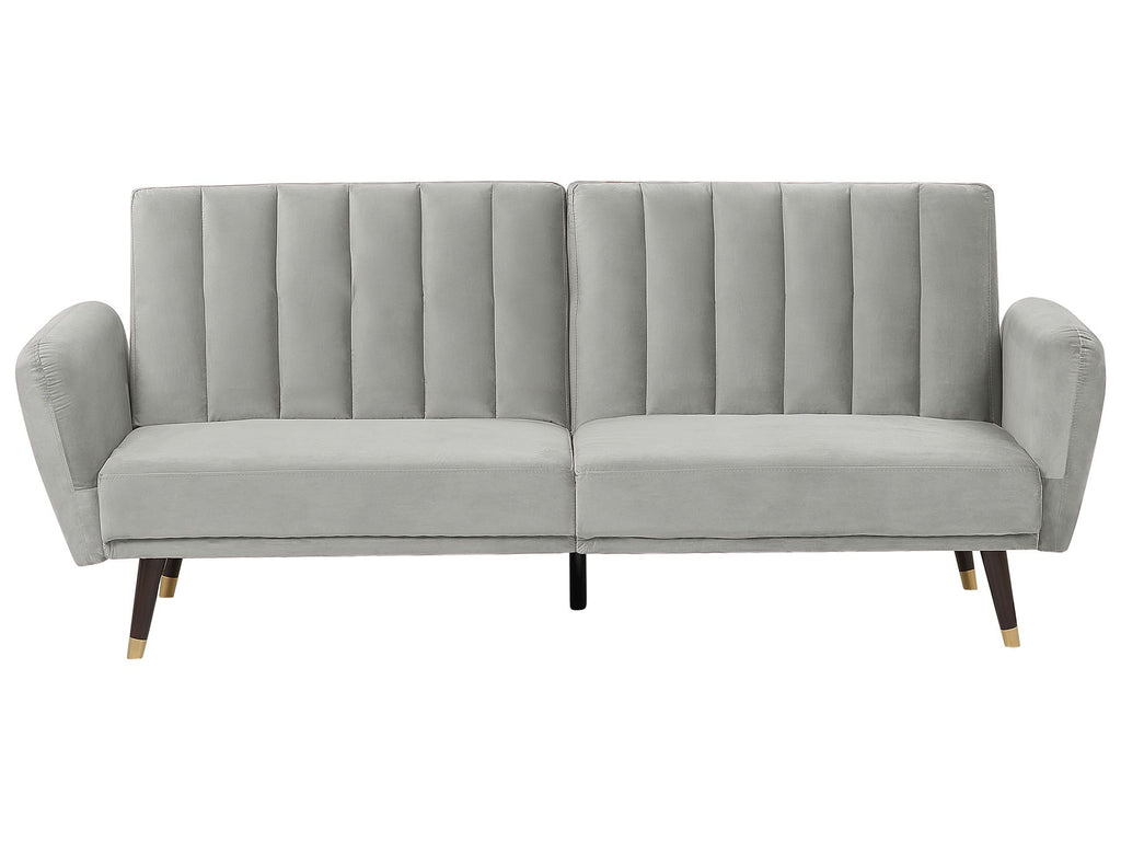 Sofa Bed VIMMERBY Velvet Light Grey 3 Seater