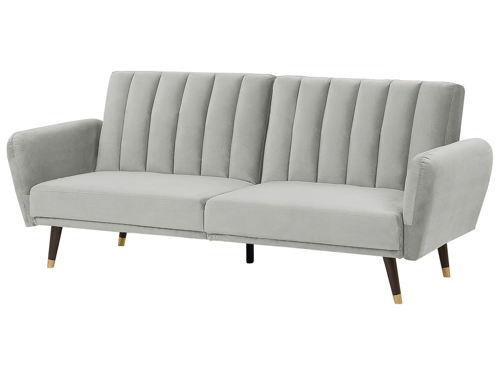 Sofa Bed VIMMERBY Velvet Light Grey 3 Seater