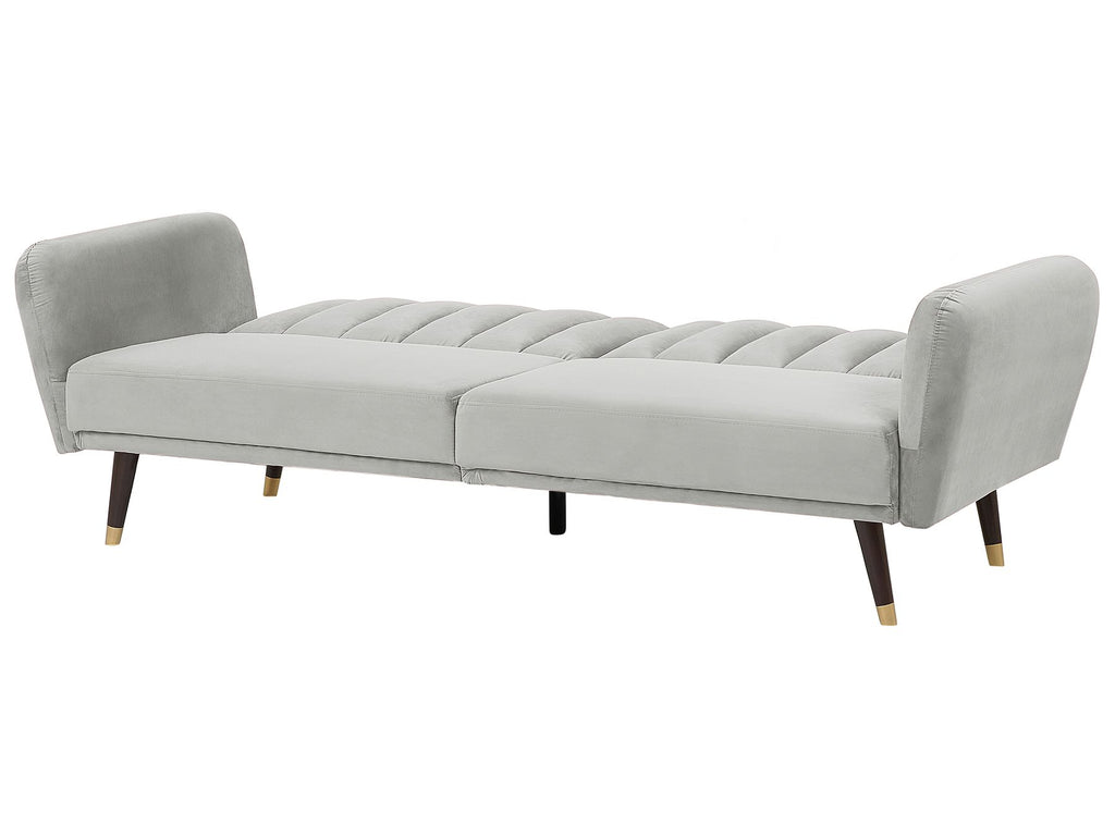 Sofa Bed VIMMERBY Velvet Light Grey 3 Seater