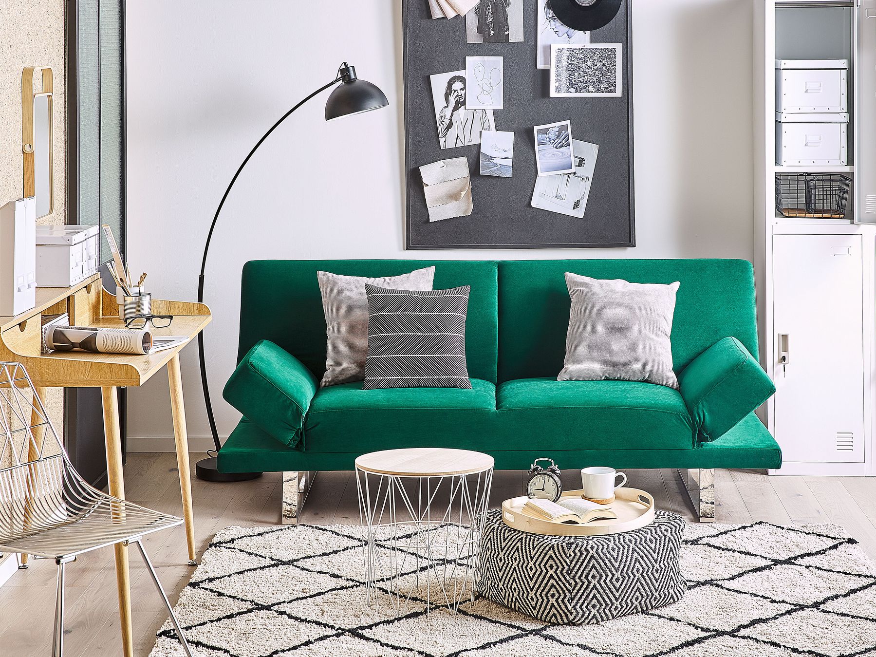 Velvet Sofa Bed Green YORK