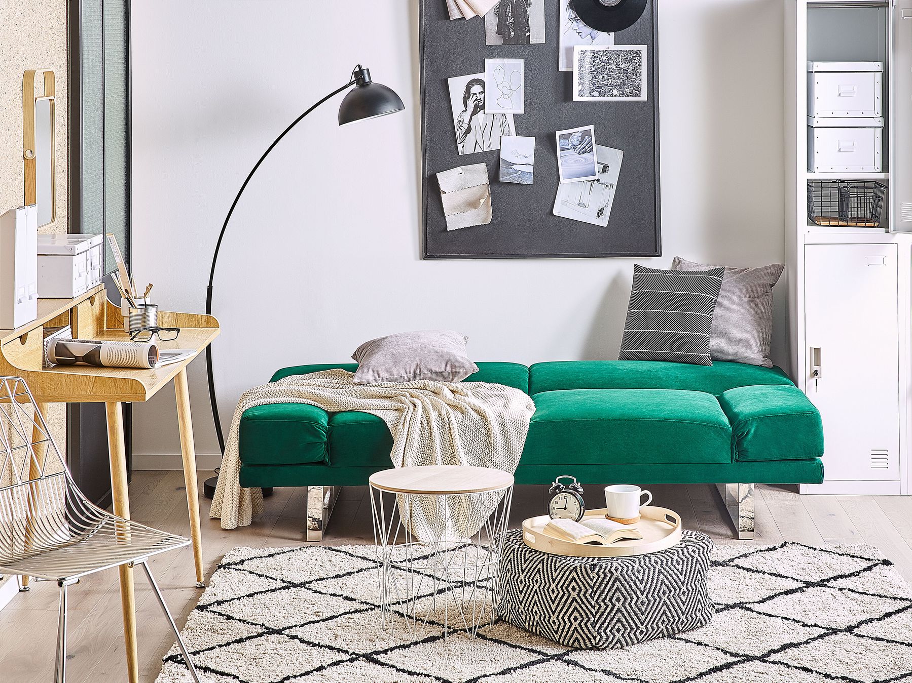 Velvet Sofa Bed Green YORK