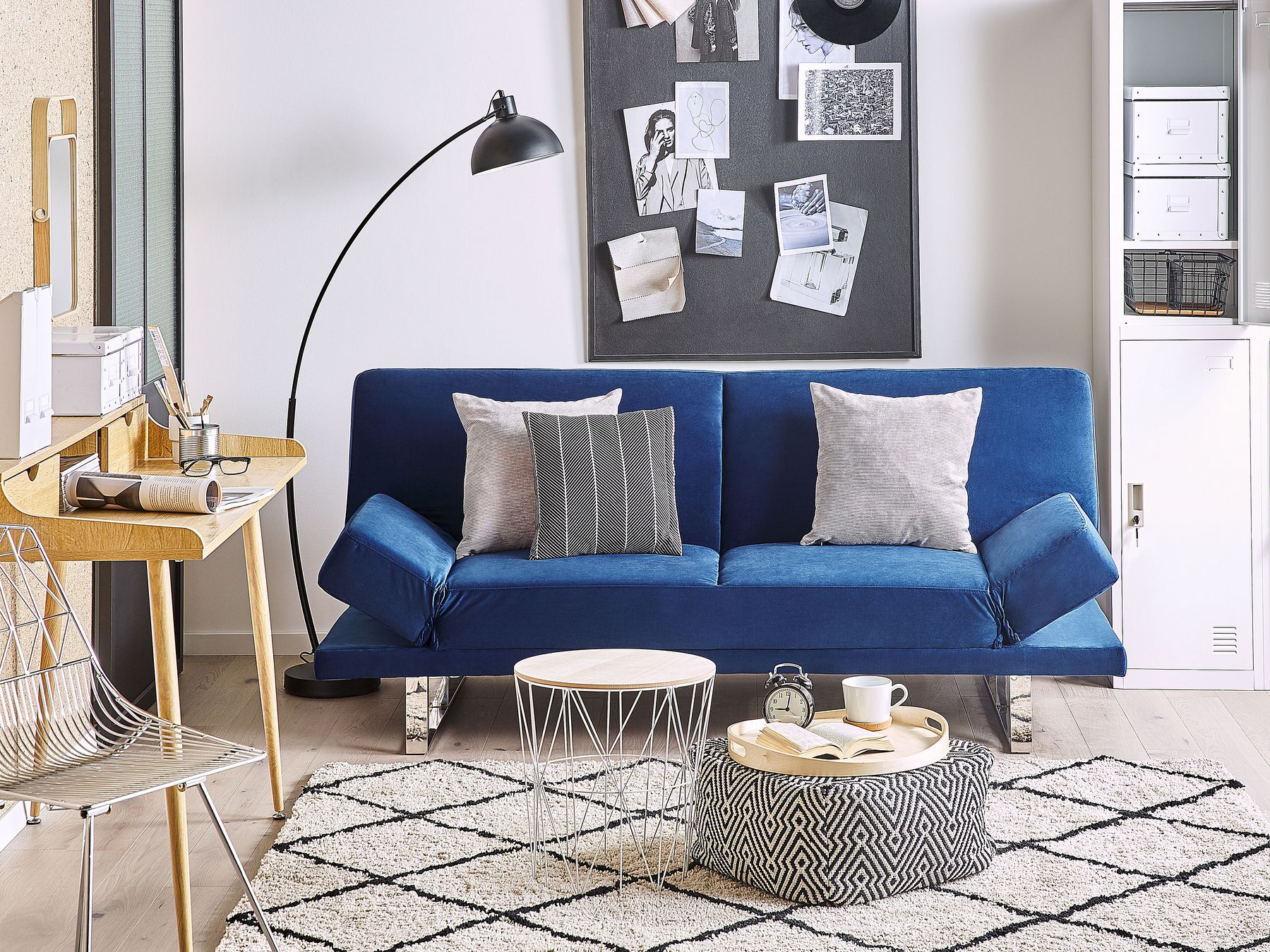 Velvet Sofa Bed Navy Blue YORK