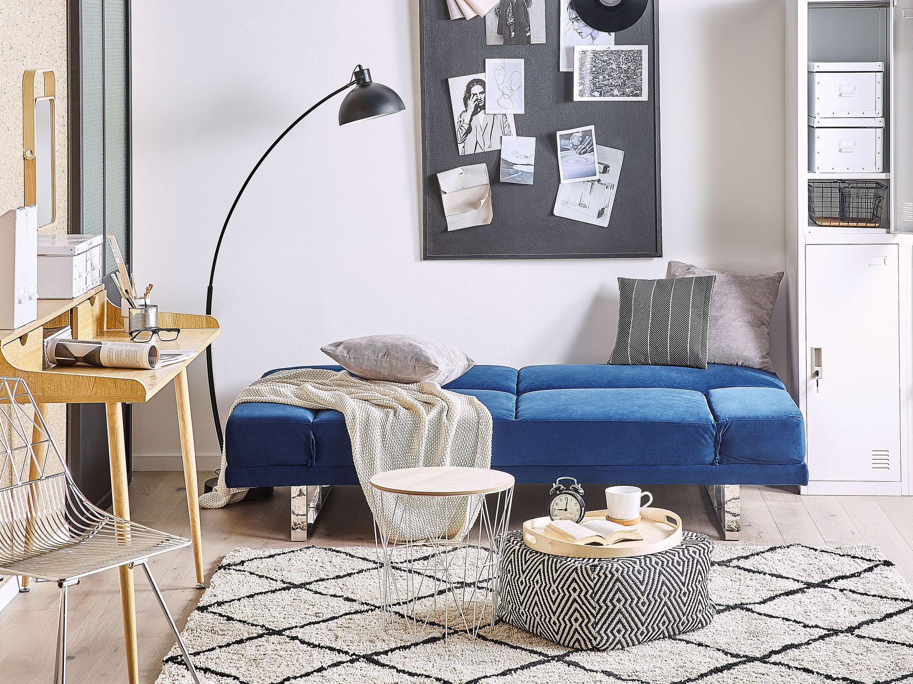 Velvet Sofa Bed Navy Blue YORK