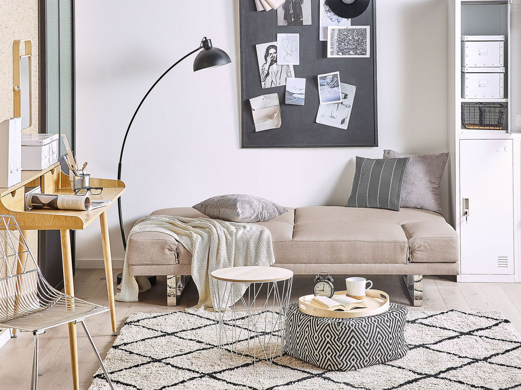 Fabric Sofa Bed Beige YORK