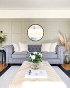 3 Seater Fabric Sofa Light Grey CHESTERFIELD