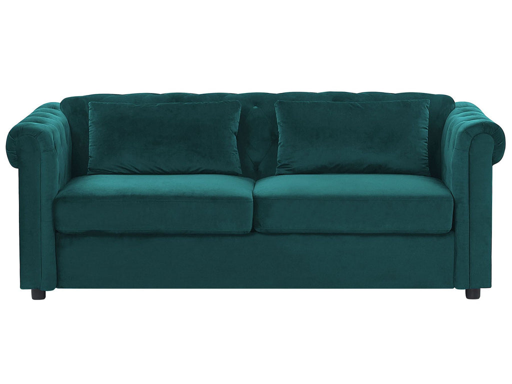 Sofa Bed CHESTERFIELD Velvet Emerald Green 3 Seater