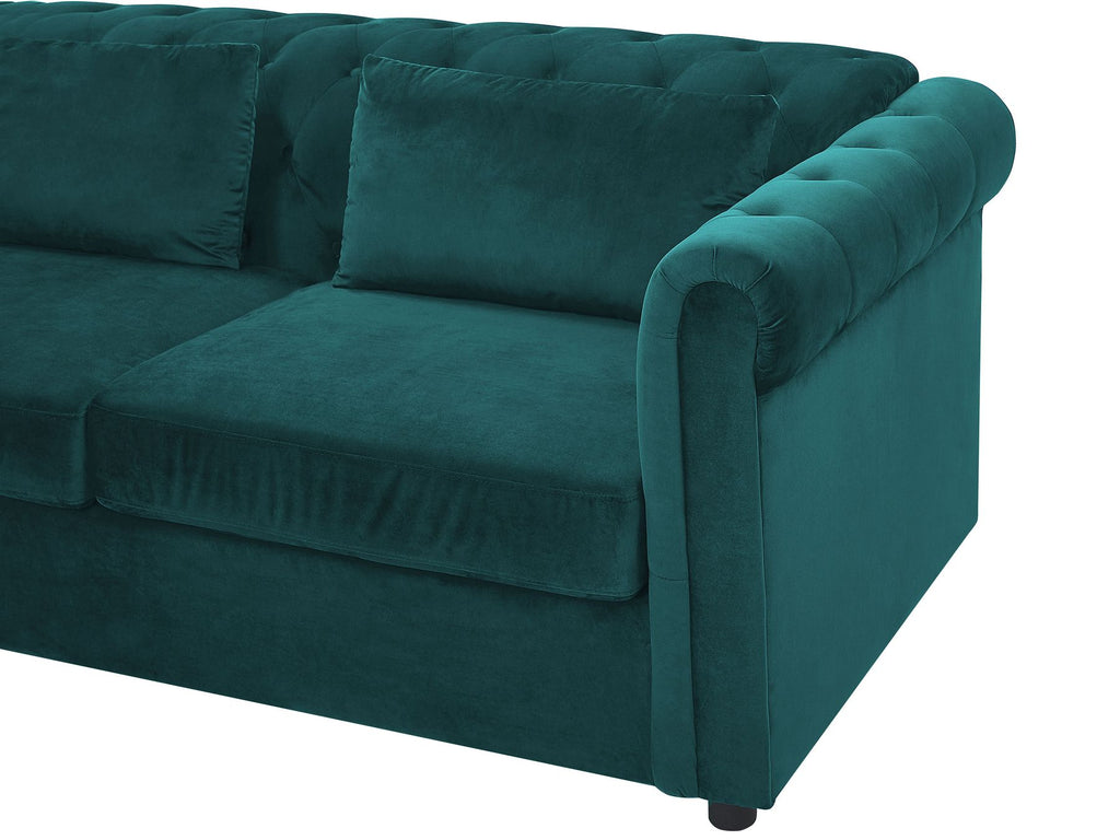 Sofa Bed CHESTERFIELD Velvet Emerald Green 3 Seater