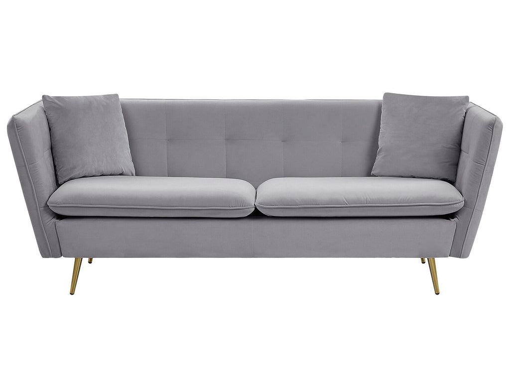 3 Seater Velvet Sofa Grey FREDERICA
