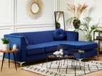 Corner Sofa TIMRA Velvet Navy Blue 3 Seater Left Hand