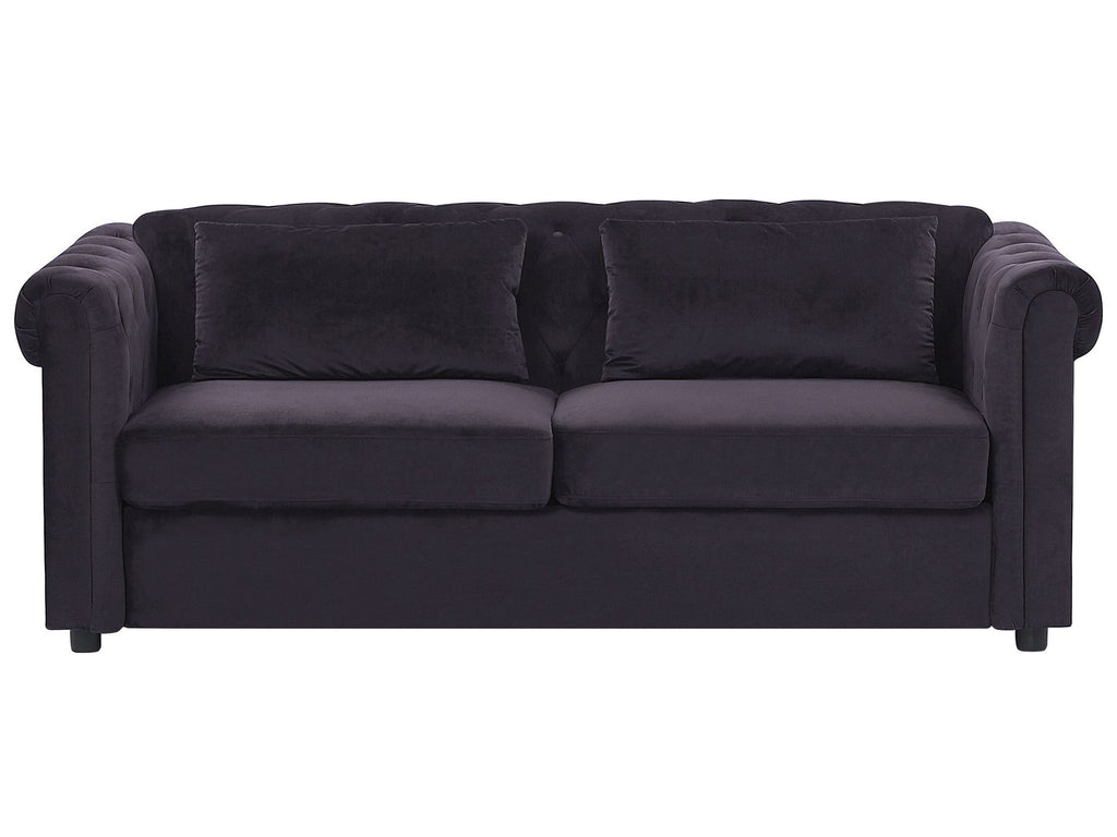 Sofa Bed CHESTERFIELD Velvet Black 3 Seater