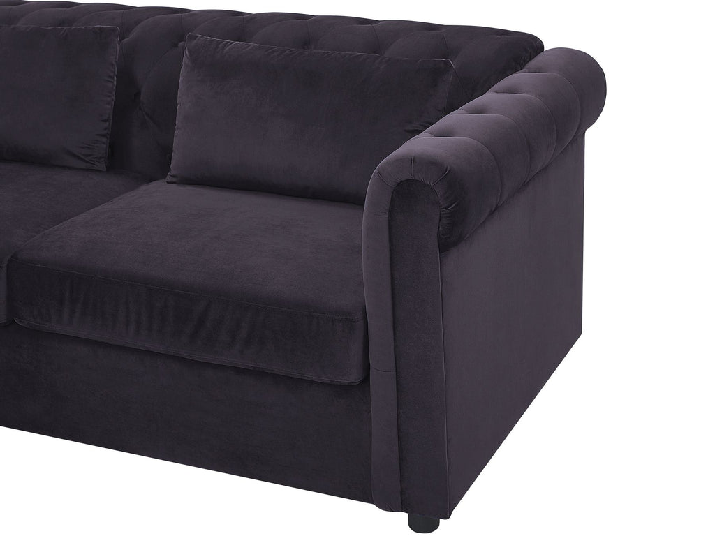 Sofa Bed CHESTERFIELD Velvet Black 3 Seater