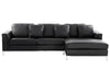 Corner Sofa Leather Black 4 Seater Left Hand