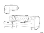 Corner Sofa FLEN Velvet Grey 3 Seater Right Hand