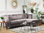 Corner Sofa FLEN Velvet Grey 3 Seater Left Hand