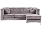 Corner Sofa FLEN Velvet Grey 3 Seater Left Hand