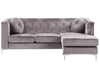 Corner Sofa Velvet Grey 3 Seater Left Hand