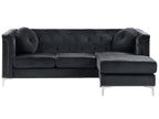 Corner Sofa FLEN Velvet Black 3 Seater Left Hand