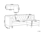 Corner Sofa FLEN Velvet Black 3 Seater Left Hand