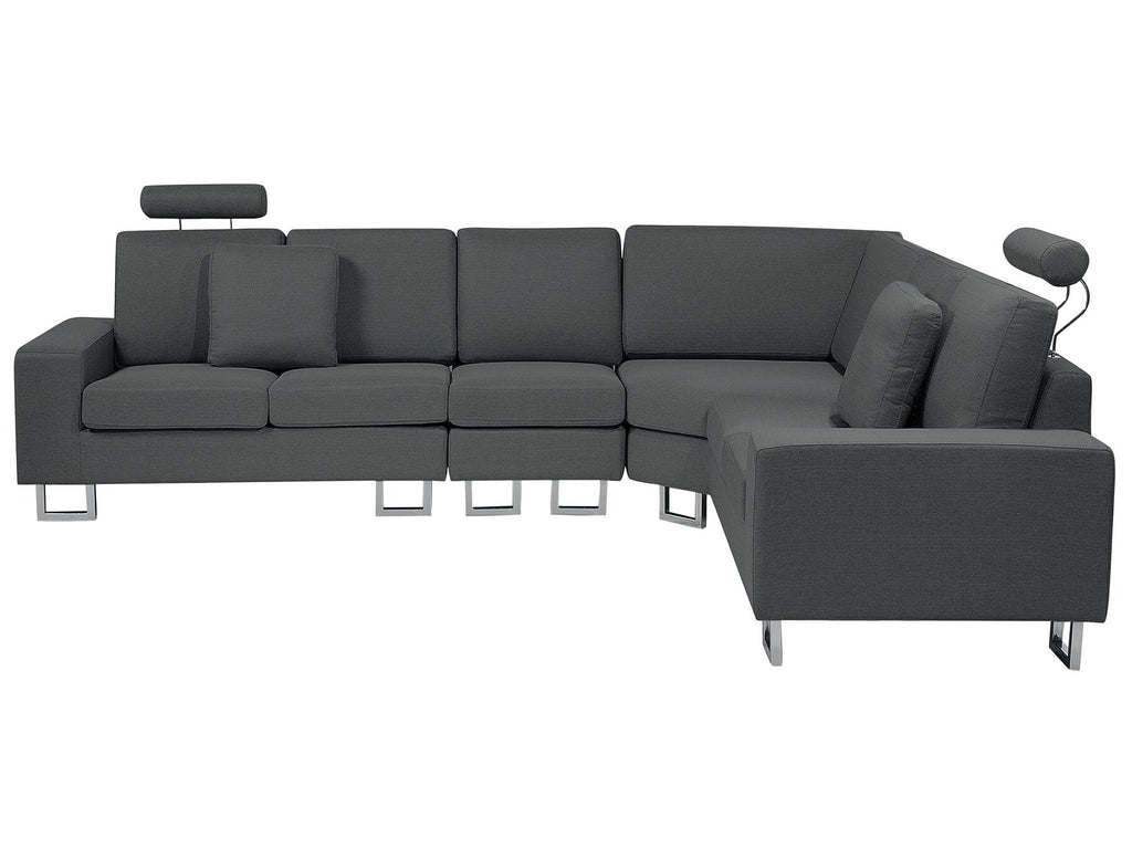 Corner Sofa STOCKHOLM Fabric Dark Grey 6 Seater Left Hand