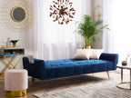Sofa Bed SELNES Velvet Navy Blue 3 Seater