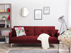 Sofa Bed LUCAN Fabric Dark Red 3 Seater