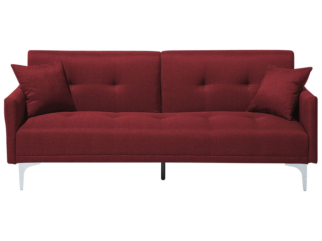 Sofa Bed LUCAN Fabric Dark Red 3 Seater