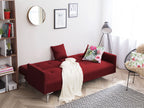 Sofa Bed LUCAN Fabric Dark Red 3 Seater