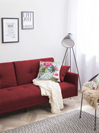 Sofa Bed LUCAN Fabric Dark Red 3 Seater