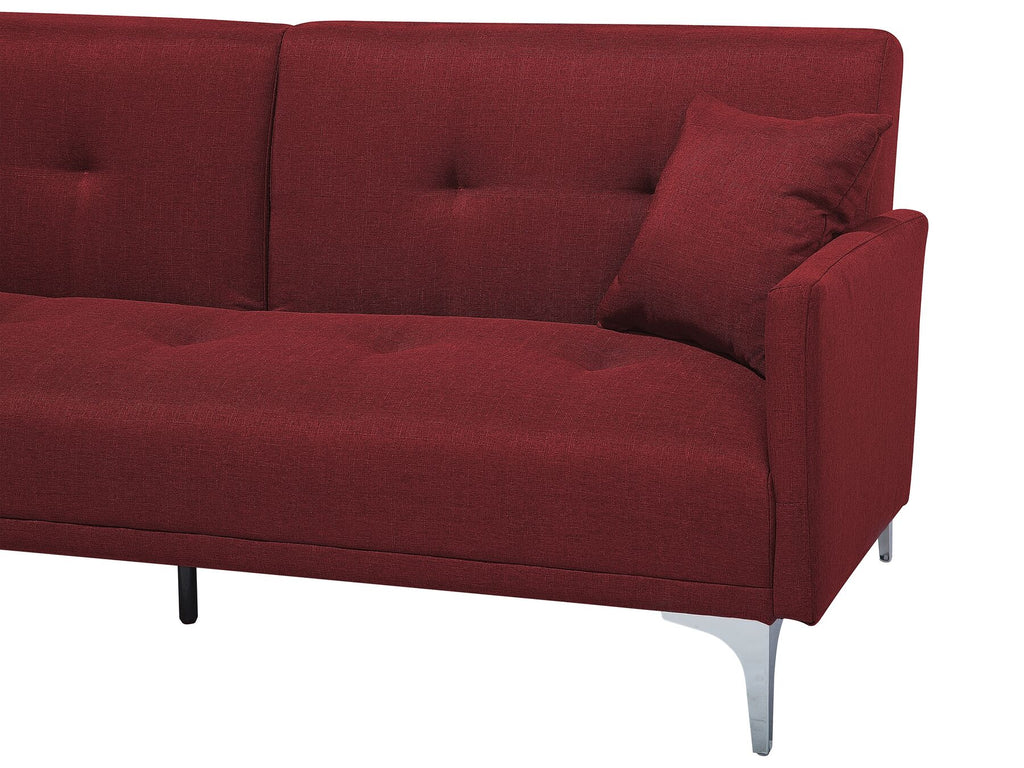 Sofa Bed LUCAN Fabric Dark Red 3 Seater