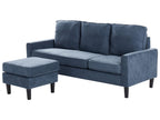 Fabric Sofa with Ottoman Navy Blue AVESTA