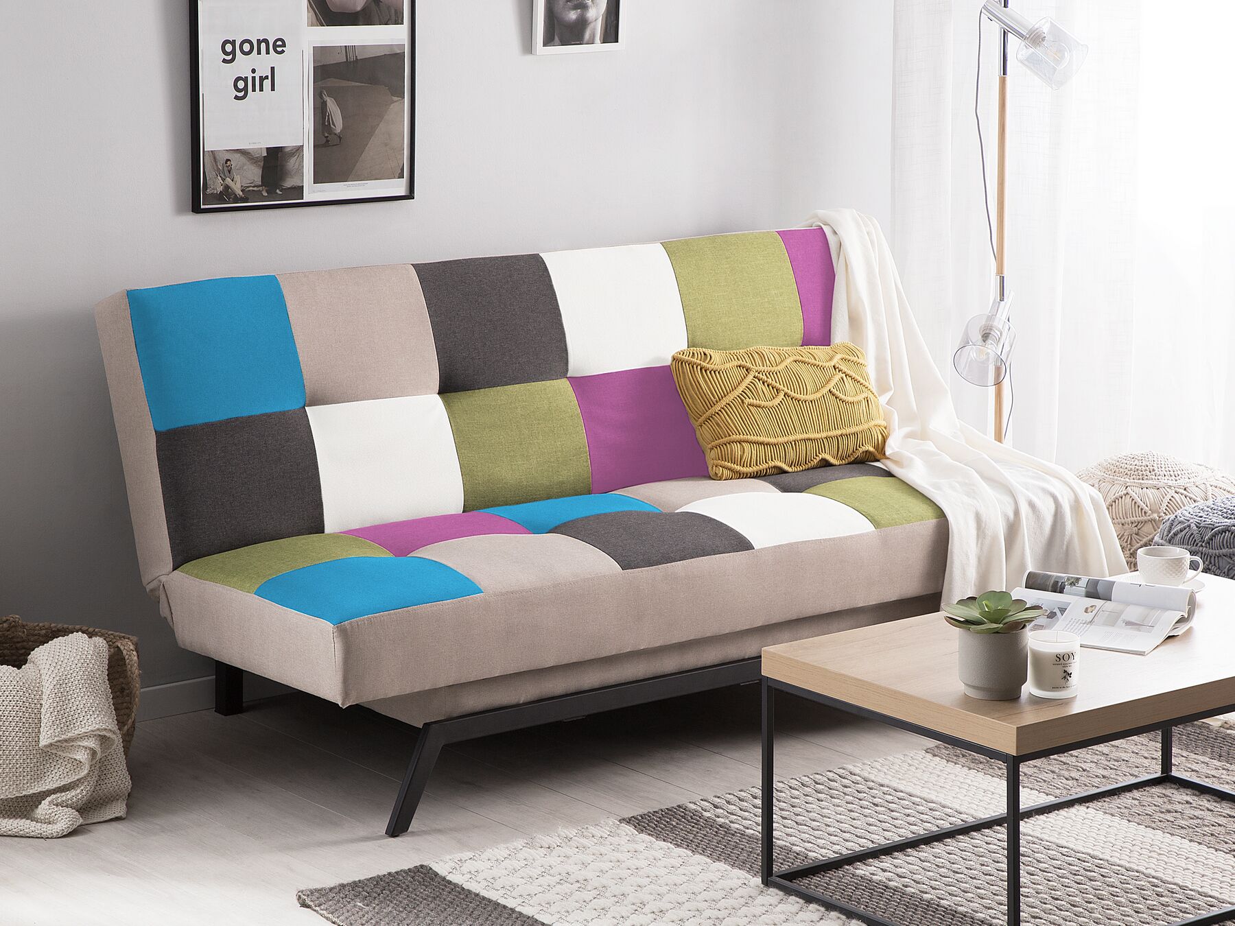 Sofa Bed LEEDS Fabric Multicolour 3 Seater