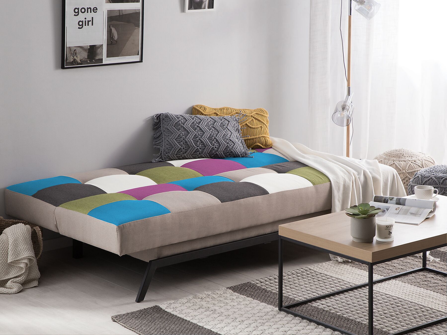 Sofa Bed LEEDS Fabric Multicolour 3 Seater
