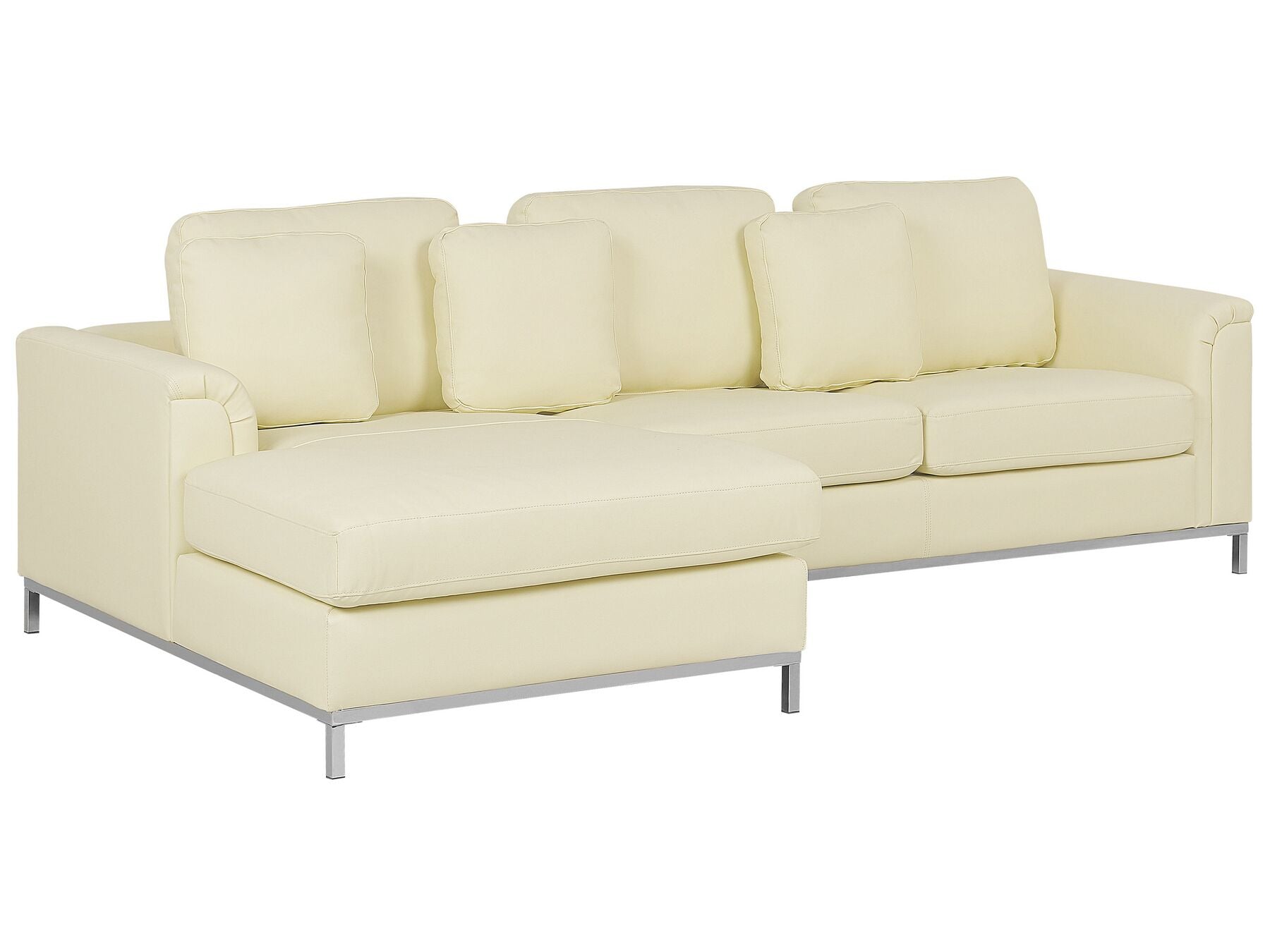 Corner Sofa OSLO Leather Light Beige with Ottoman 5 Seater Right Hand