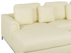 Corner Sofa OSLO Leather Light Beige with Ottoman 5 Seater Right Hand