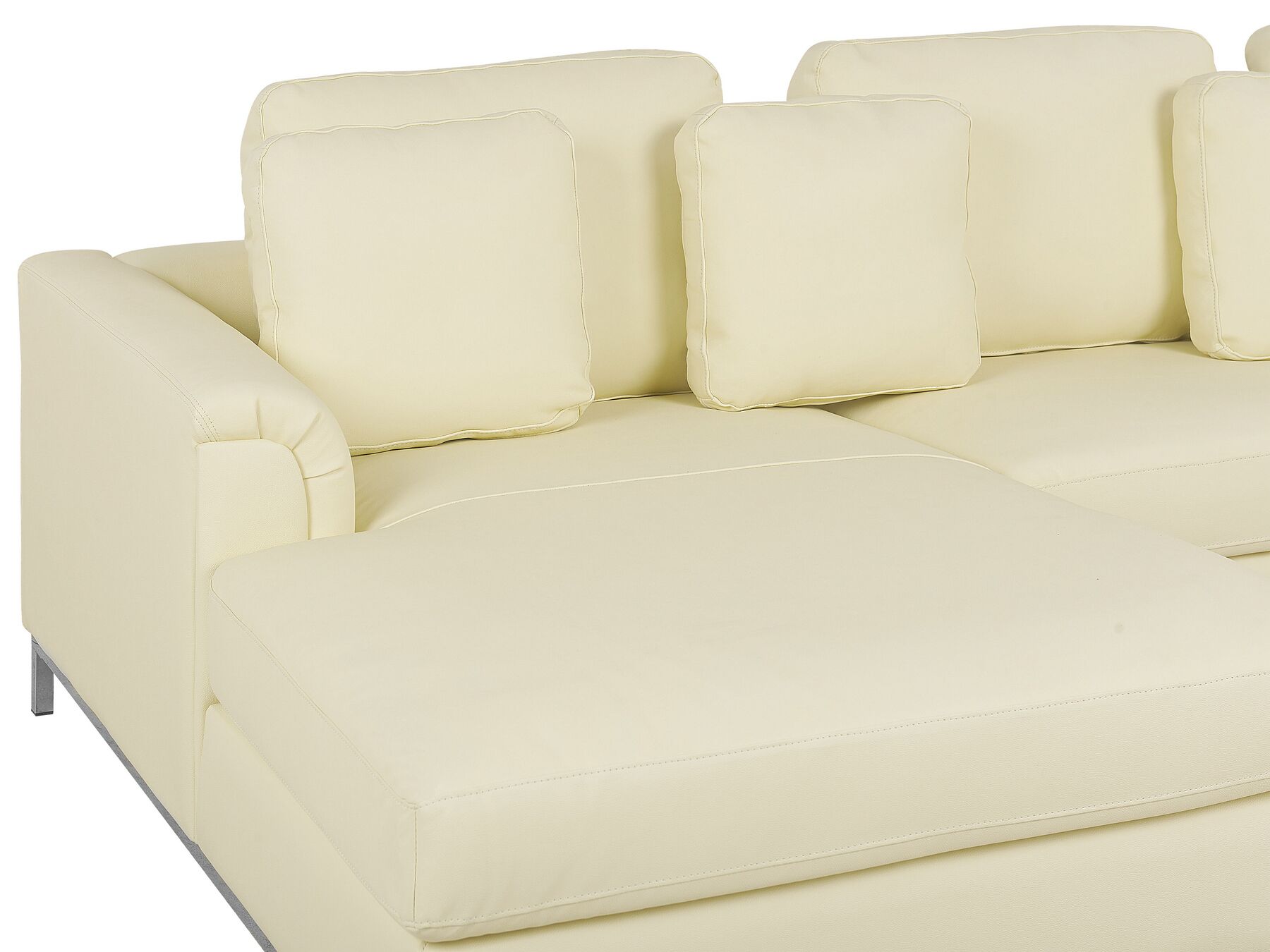 Corner Sofa OSLO Leather Light Beige with Ottoman 5 Seater Right Hand