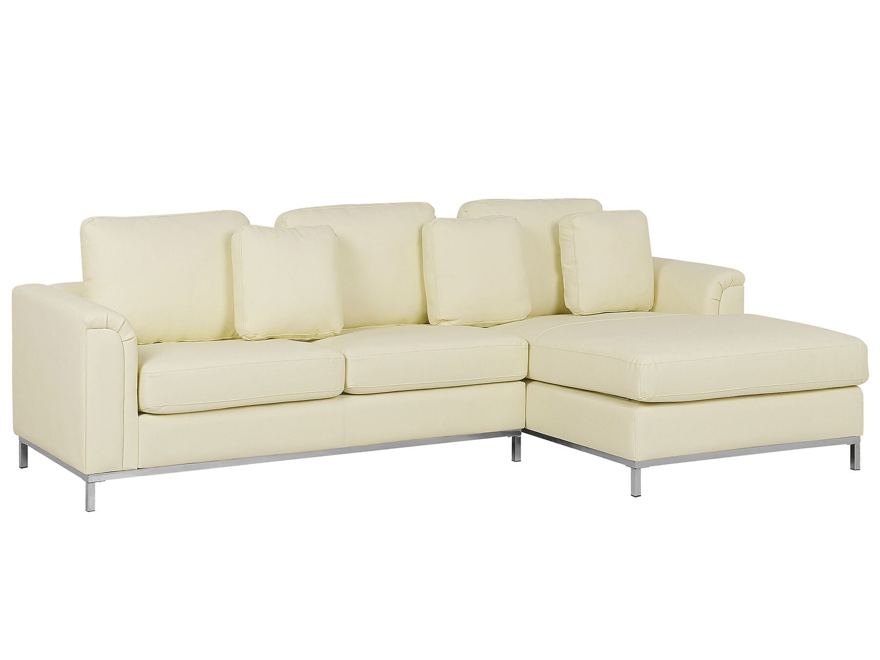 Corner Sofa OSLO Leather Cream 4 Seater Left Hand