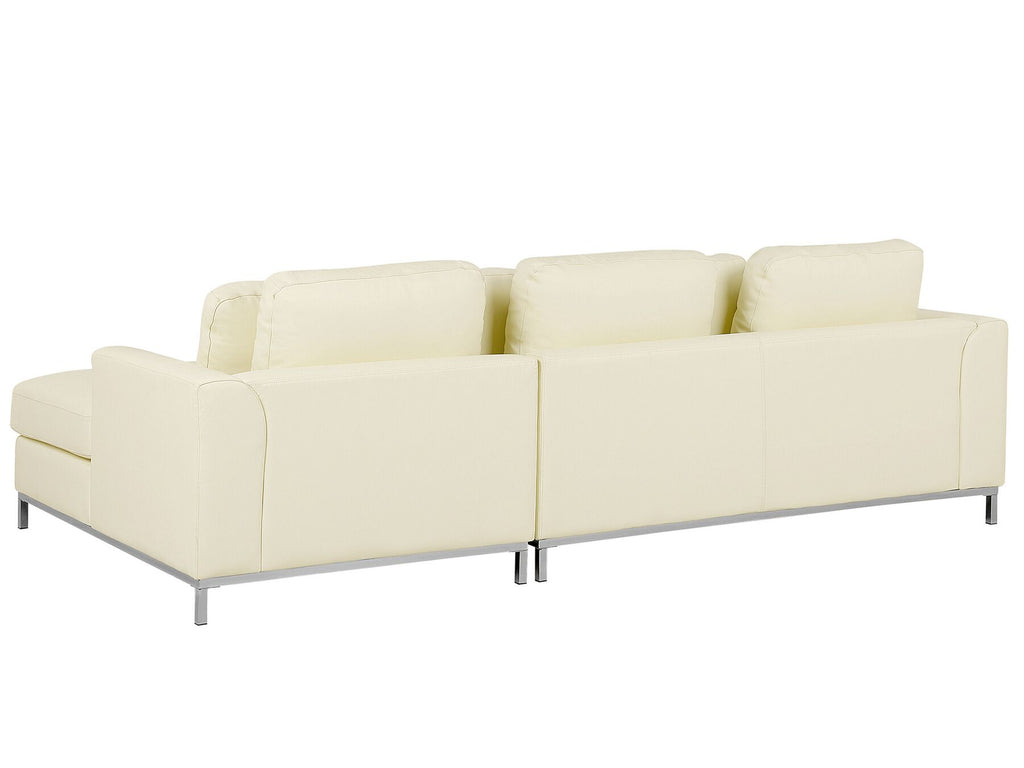 Corner Sofa OSLO Leather Cream 4 Seater Left Hand