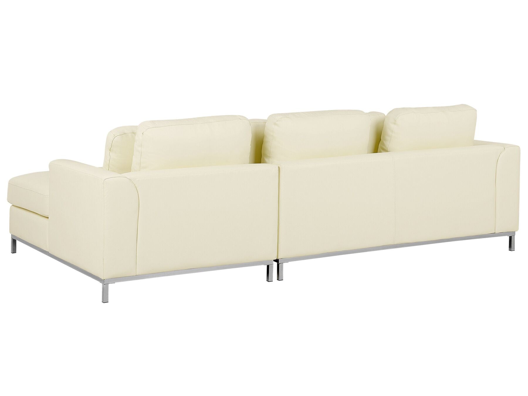 Corner Sofa OSLO Leather Light Beige with Ottoman 5 Seater Left Hand